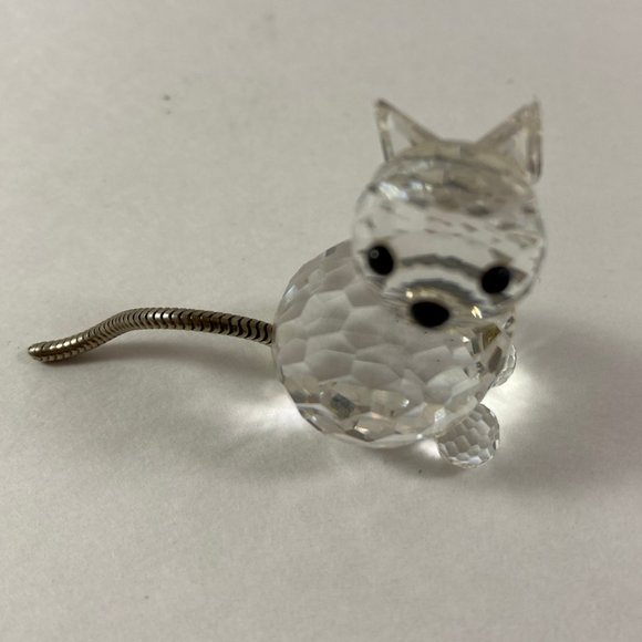 Swarovski Crystal Mini Cat Figurine 1982 metal Chain Austria 1.25 inches - Picture 9 of 9